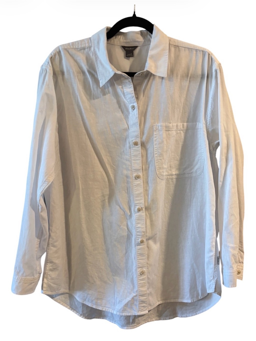 Eddie Bauer White Hemp Cotton Button Down Shirt Size L